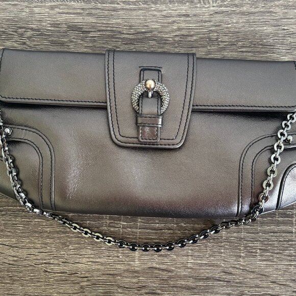 Salvatore Ferragamo Silver Chain Leather Shoulder Bag Perfect Condition - Picture 1 of 4